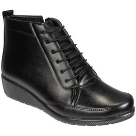 Resim Wanetti Kadın Siyah Taba Lastikli Fermuarlı Ortopedi Taban Soğuya Dayanıklı Kışlık Anne Botu Siyah 