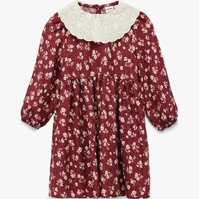 Resim Koton Kız Bebek Uzun Kollu Bebe Yaka Çiçekli Viskon Elbise Bordo 