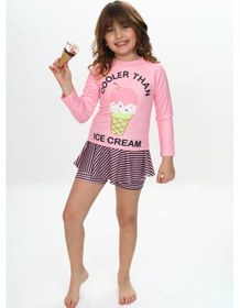 Resim My Kids Wear Etek Detaylı Kız Çocuk Mayo Krem 