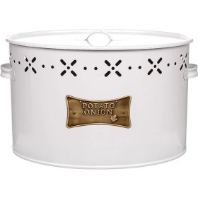 Resim Metal Bölmeli Patates Soğan Kovası - Beyaz - 18 Lt 