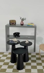 Resim Kuppdesign Lilyum Mantar Sehpa 3'lü Set Siyah 
