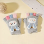 Resim Ters Çevrilebilir Tavşan Kulaklı Eldivenler - Sevimli Bunny Ears & Pembe/Mavi/Mor Kenarlı, Yumuşak Pelüş Gibi Patikalara Sahip Erkek ve Kız Çocukları İçin Sonbahar Isısını Sağlayan Parmaqsız Bere (Gri İç) 