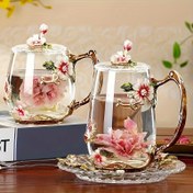 Resim Cam Çay Bardağı, 320ml/350ml, Uzun ve Kısa, Yanardöner Desenli, Yeniden Kullanılabilir, Sadece Elde Yıkama, Çok Amaçlı, Ev Ofis Restoran için Hediye ile, Noel, Paskalya, Şükran Günü 