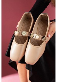 Resim İnci Ve Mühür Aksesuar Bantlı Günlük Babet - Vizon - 37 VIZON 