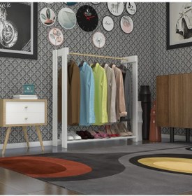 Resim Kenzlife giysi dolabı zakir 100*100*25 byz askılık ayakkabılık 