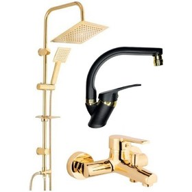 Resim Armilla Kare Gold Robot Duş Seti, Gold Banyo, Siyah Gold Lavabo Bataryası Musluğu Diğer 