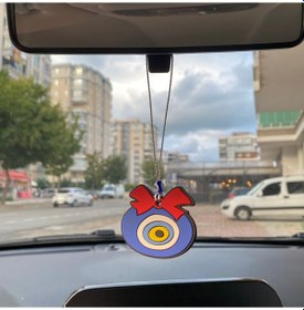 Resim Nazar Boncuklu Silikon Dikiz Ayna Süsü 