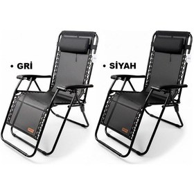 Resim Madfox Easyrest Katlanır Şezlong Sandalye Siyah 