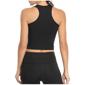 Resim Liona Kadın Siyah Renk U Yaka Yüzücü Sırtlı Crop Top Büstiyer Siyah 