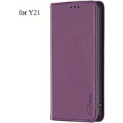 Resim Sunshine022 Vıvo Y78 5g Y36 Y27 Y21 Deri Cüzdanlı Kapak Kılıf Kartlık Mor Koyu Mor Uyumlu Model 