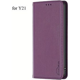 Resim Sunshine022 Vıvo Y78 5g Y36 Y27 Y21 Deri Cüzdanlı Kapak Kılıf Kartlık Mor Koyu Mor Uyumlu Model 