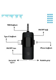 Resim 2 Li Kablosuz Yaka Mikrofonu Apple Uyumlu iOS Android Kamera Usb-c Video 