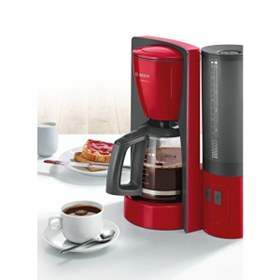 Resim Bosch TKA6A044 Cam Sürahi Damla Emniyetli Filtre Kahve Makinesi Kırmızı 