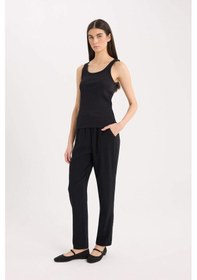 Resim DeFacto Belmando Harem Kumaş Pantolon Cepli Normal Bel Basic Düz Paça L3164AZ24SMBK81 