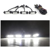 Resim Araba Izgara Led Gündüz Farı 12v Beyaz Işık, Şeffaf Kasa, Kolay Kurulum, 4 Adet Içeren Set 