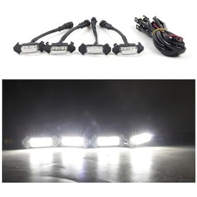 Resim Araba Izgara Led Gündüz Farı 12v Beyaz Işık, Şeffaf Kasa, Kolay Kurulum, 4 Adet Içeren Set 