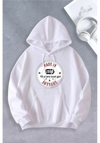 Resim Nevermind Unisex Kadın Erkek 18 Years Cool Girl Baskılı Sweatshirt 2 İplik Beyaz 
