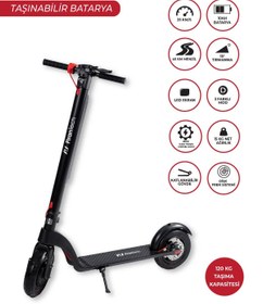 Resim PiranTech X8 Elektrikli Scooter - Max 700 W - Çıkartılabilir Batarya Özellikli Scooter 