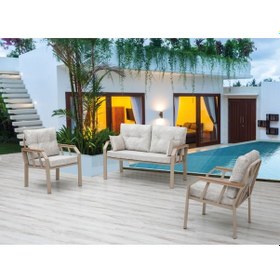 Resim Tu Tienda Kapiçino Metal 2+1+1 Demonte Bahçe,balkon Takımı Bej 