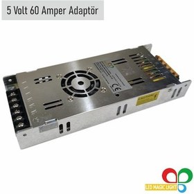 Resim 5 Volt 60 Amper Slim Akıllı Fanlı Adaptör - Trafo 