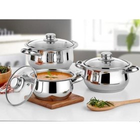 Resim Gülsan 6 Parça Çakır Güveç Set Cam Kapaklı 