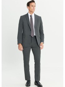 Resim AC&Co / Altınyıldız Classics Erkek Antrasıt Slim Fit Dar Kesim Mono Yaka Takım Elbise Antrasit 