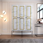 Resim PASİFİC HOME Martin 3 Kapaklı Gardırop, Metal Ayaklı , Beyaz Mermer 