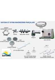 Resim SAYONA S-3500d Turbo Force Et Kıyma Makinesi 1800w 