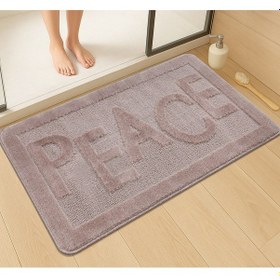 Resim Doğal Kaymaz Taban Banyo Paspas Uzun Ömürlü Yumuşak Dokulu Su Emici Yıkanabilir Peace 60x100 Vizon 