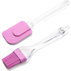 Resim Pazarika Plastik Saplı Silikon Büyük Boy Fırça Pavia Spatula 2 Li Lila 