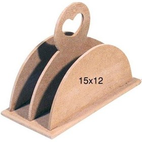 Resim Iki Bölmeli Kulplu Ahşap Peçetelik 15X12Cm F788 