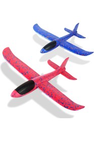 Resim KanatGo Mavi & Kırmızı Köpük Uçak 2'li Set – Hafif ve Dayanıklı El Planörü, Elle Fırlatılan Uçan Oyuncak 