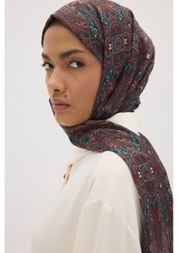 Resim Mirsoy Scarf Rüya Pamuk Etnik Desen Şal Kahve 