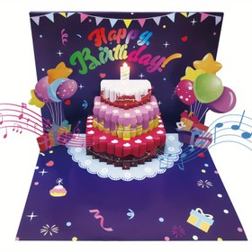 Resim Müzik ve Işıklarla 3D Pop-Up Doğum Günü Kartı - Mum Üfleme Özelliği, Arkadaşlar, Aile, Öğretmenler İçin Mükemmel - Piller Dahil 