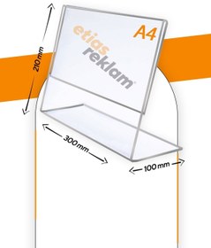 Resim Genel Markalar A4 L Tipi Yatay Masa Üstü 20'Li Paket / 2.8 Mm Şeffaf Pleksi Föylük / Broşürlük 