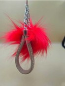 Resim Camel Taşlı Tilki Tüyü Kırmızı Angel Anahtarlık 