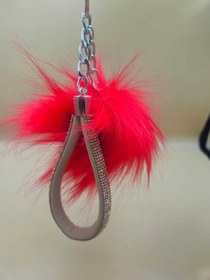 Resim Camel Taşlı Tilki Tüyü Kırmızı Angel Anahtarlık 