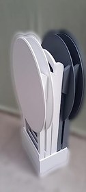 Resim Çanta Zigon 90132 Oval Model Dörtlü Ahşap MDF Parlak Beyaz Gri Renk Uyum El Yapım 