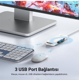 Resim Orico Type-C To 3.0 TF SD 3 Port USB 3.0 Çoklayıcı Adaptör Beyaz 
