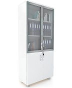 Resim Modüler Dünyası 2 Cam Kapak Kilitli Dosya Dolabı Beyaz 80X38X188 Beyaz 