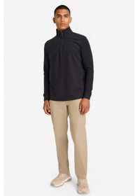 Resim Defacto Defactofit Standart Fit Dik Yaka Yarım Fermuarlı Polar Sporcu Sweatshirt F2302ax25wnbk81 Siyah 