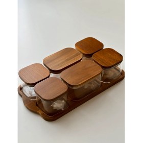 Resim SUELF CO 6'lı Akasya Kapaklı ve Standlı Kahvaltılık Seti 