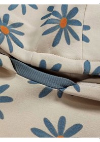 Resim Papatya Desenli Kapşonlu Bebek Alt Üst Takım Açık Mavi 