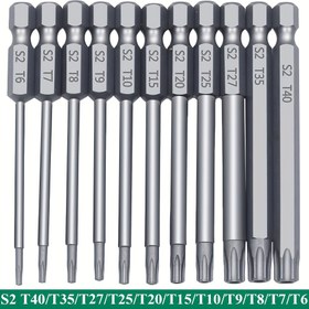 Resim ASDTODW 11/12 Adet Manyetik Torx Güvenlik Uç Seti, S2 Çelik Yıldız Tornavida Seti, T6-T40, Metal Yüzeyler İçin, Shark Vakum Tamiri 
