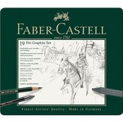 Resim Faber-Castell Pitt Grafit Sanat Seti,Siyah,19 Parça,Kömür Kalem ve Aksesuarlarla,Gölgelendirme ve Eskiz İçin İdeal 