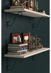 Resim Dufon Metal Ayaklı, 2'li Dekoratif Duvar Rafı Vizon 