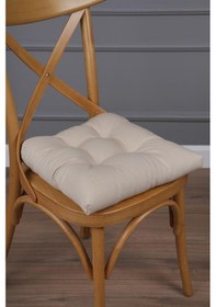 Resim Altınpamuk 4'lü Lüx Gold Pofidik Bej Sandalye Minderi Özel Dikişli Bağcıklı 40x40cm Bej 