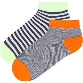 Resim Penti Erkek Çocuk Neon Striped 2li Patik Çorap Mor 