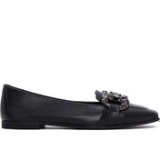 Resim Women's Black Stone Leather Loafer Derimod