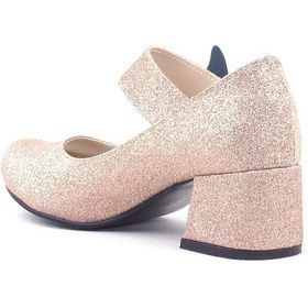 Resim Pudra Işıltılı Kelebekli Kız Çocuk Topuklu Ayakkabı Pudra 